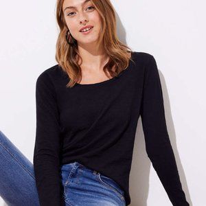 NEW NWT Vintage Soft Loft Long Sleeve Shirttail Tee in Black
